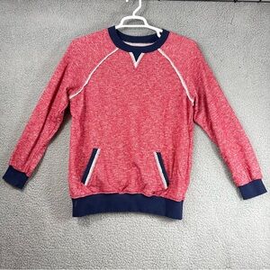 Men's Heather Red Crewneck Sweatshirt with Navy Trim